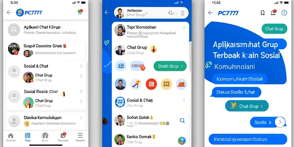 Tampilan antarmuka PC777 yang simpel dan intuitif untuk chat grup.